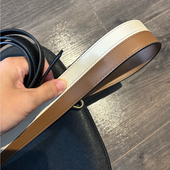 Tory Burch Black and Tan Leather Crossbody - Picture 4 of 5